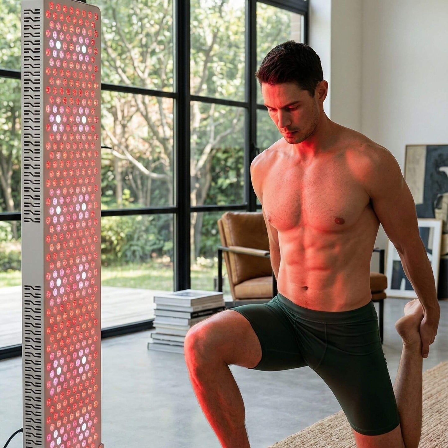 A man doing yoga while using Pro Panel Ultra 