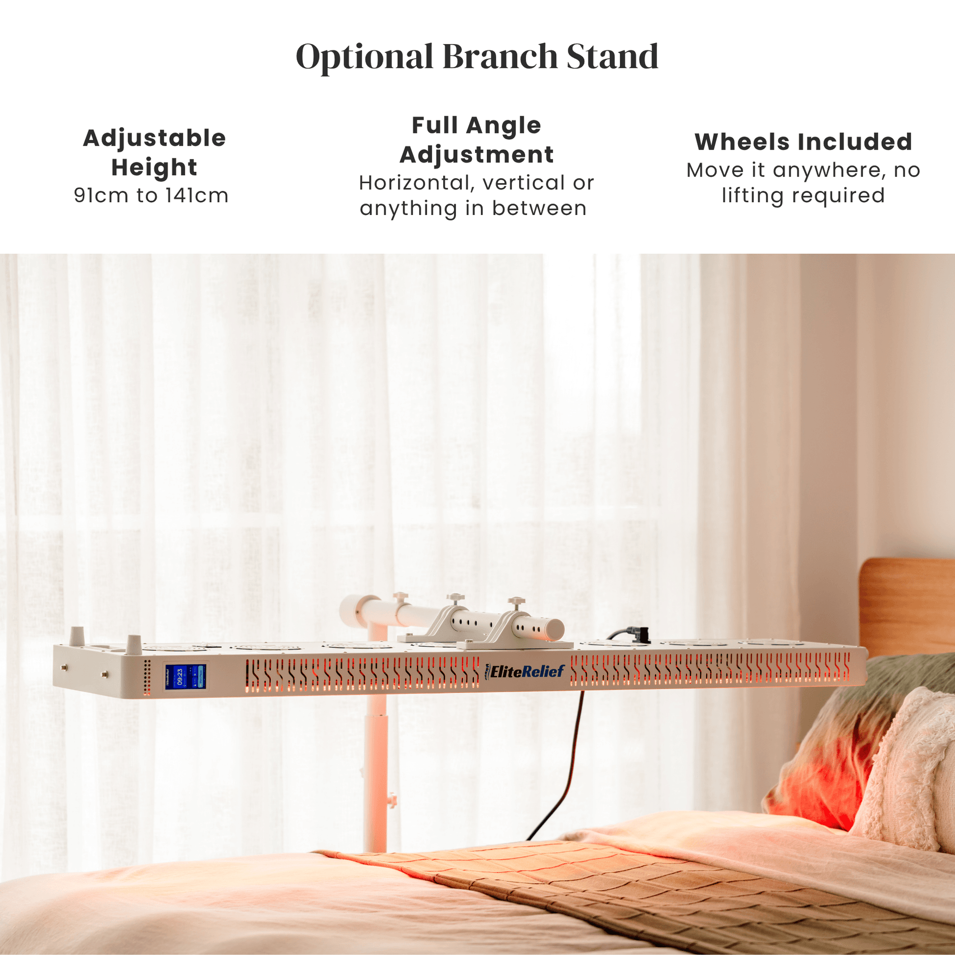 Optional Branch Stand for the Pro Panel Ultra, adjustable from 91cm to 141cm with full angle adjustment and wheels