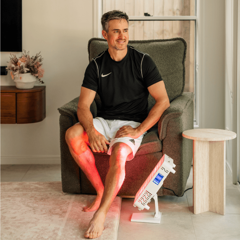 a man using Pro Panel Mini on his knees and legs