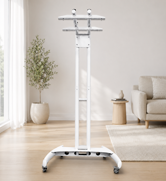 EliteRelief Elite Branch Stand on castors in a living room, ready for the Pro Panel Elite